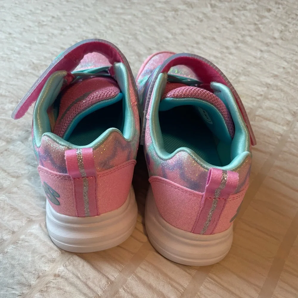 Skechers Kids Pink and Blue Glitter Sparkle Sneakers - Picture 3 of 7